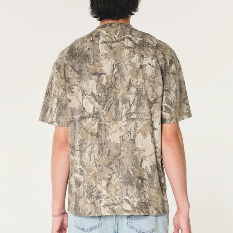 Hollister Regular T-Shirt Unisex Beige Print-3