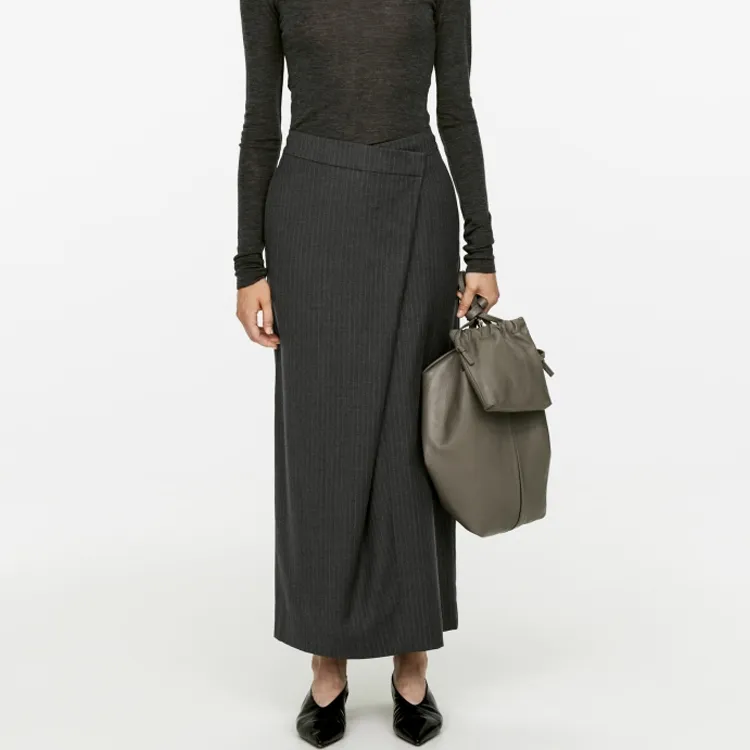 ARKET Casual Long Skirts Women's Gray/Mixed Color/Pinstripe-2