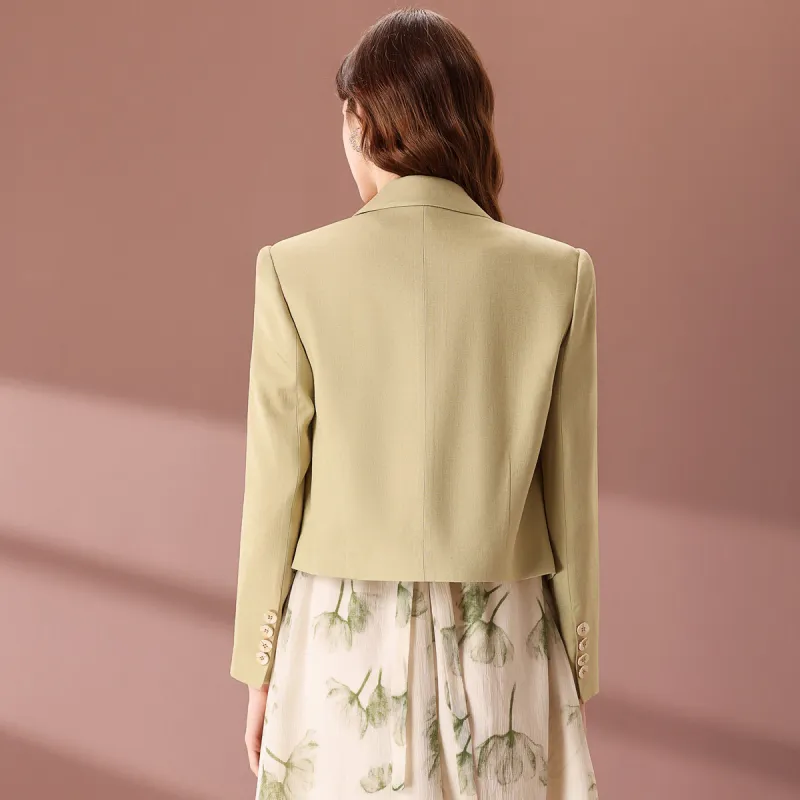 FENHONGMALI Business Suit Women's Mustard Green-1