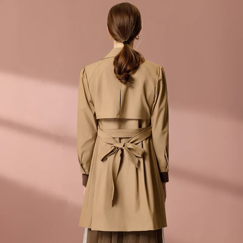 FENHONGMALI Trench Coat Women's Camel-1