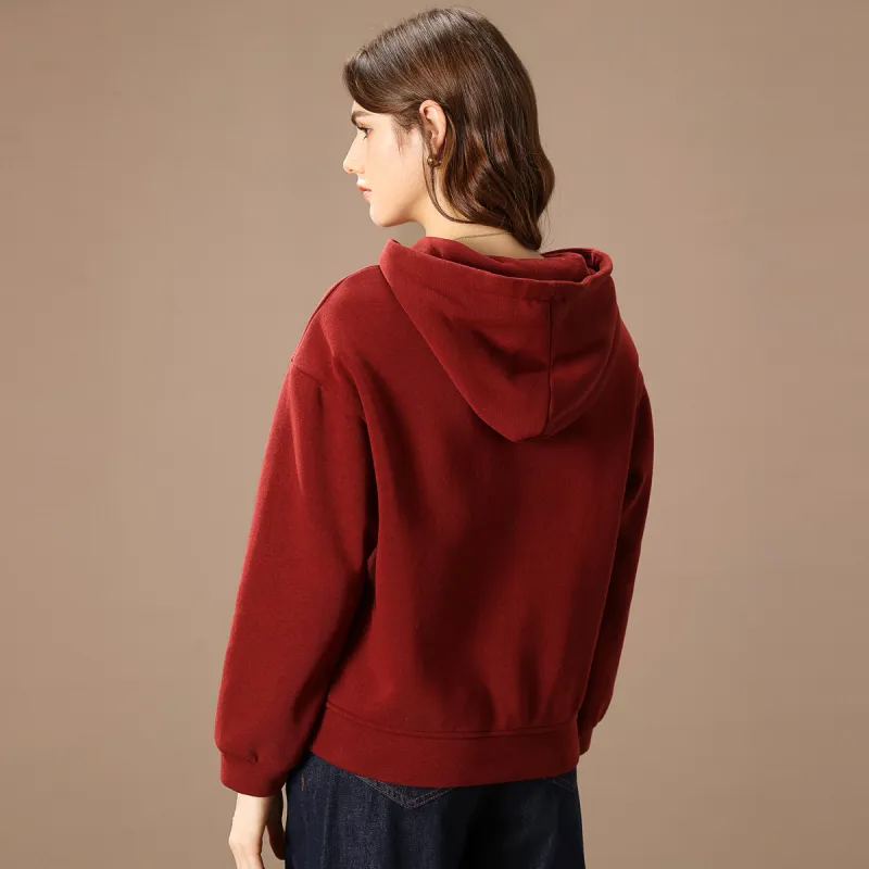 FENHONGMALI Sweatshirt Women's Red-5