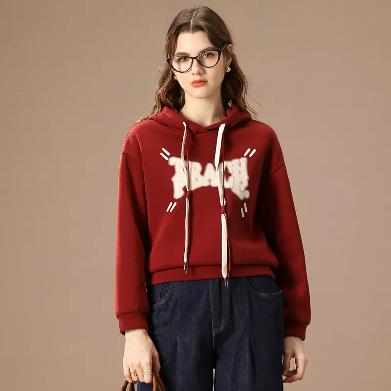 FENHONGMALI Sweatshirt Women's Red-4