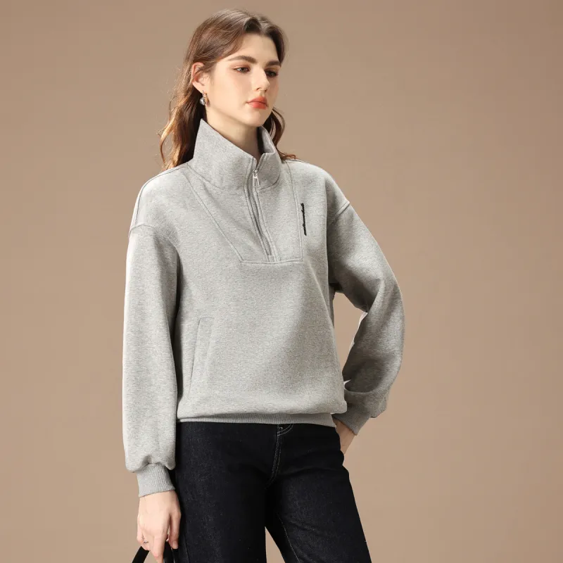 FENHONGMALI Sweatshirt Women's Dark Gray-4