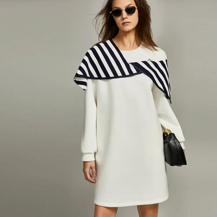 ELLE Long Sleeved Dresses Women's White-1