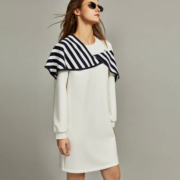 ELLE Long Sleeved Dresses Women's White-3