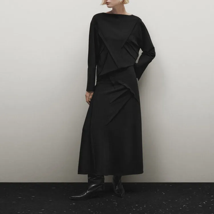 Massimo Dutti Casual Long Skirts Women's Black-2