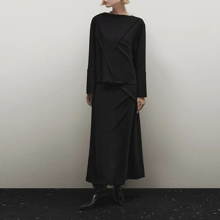 Massimo Dutti Casual Long Skirts Women's Black-1