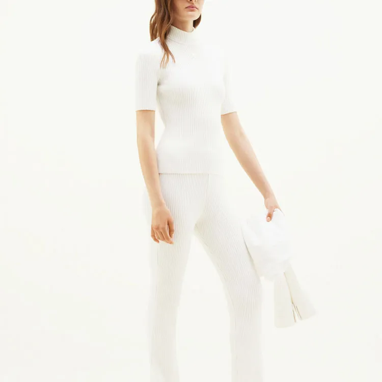 Courrèges Short Sleeve Rib Knit Sweater 'Heritage White'-2