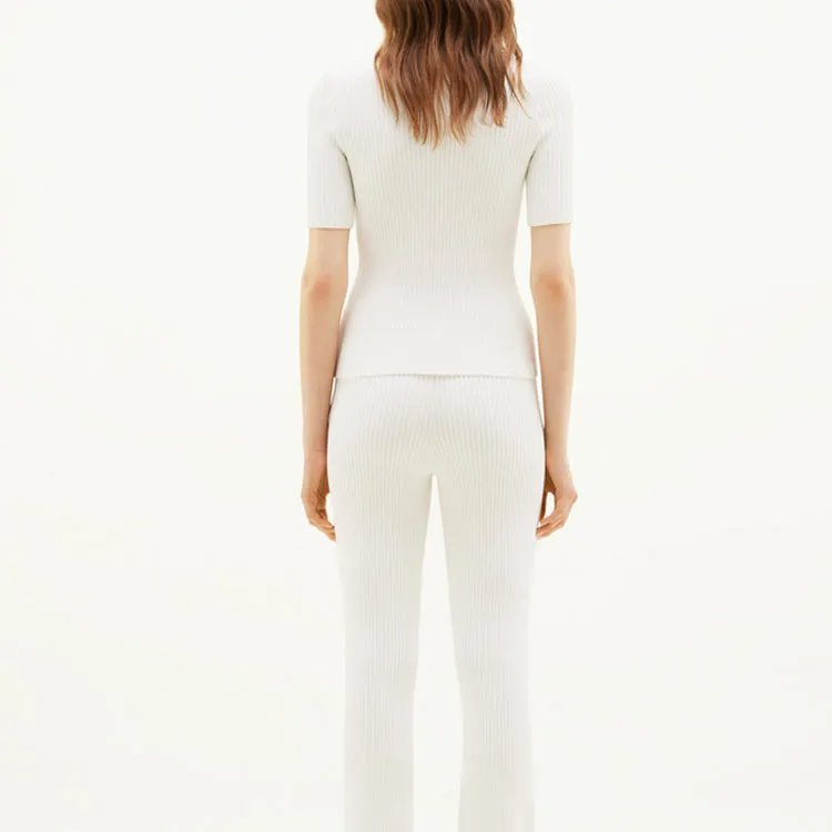 Courrèges Short Sleeve Rib Knit Sweater 'Heritage White'-3
