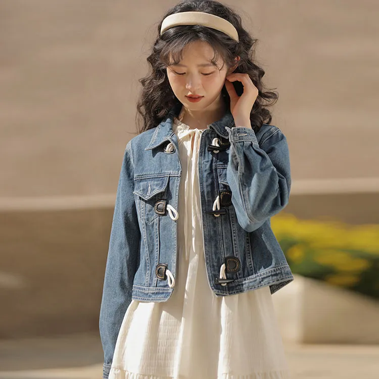 Linjou Denim Jacket Women's Denim Dark Blue-1