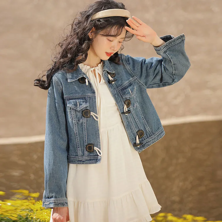 Linjou Denim Jacket Women's Denim Dark Blue-2