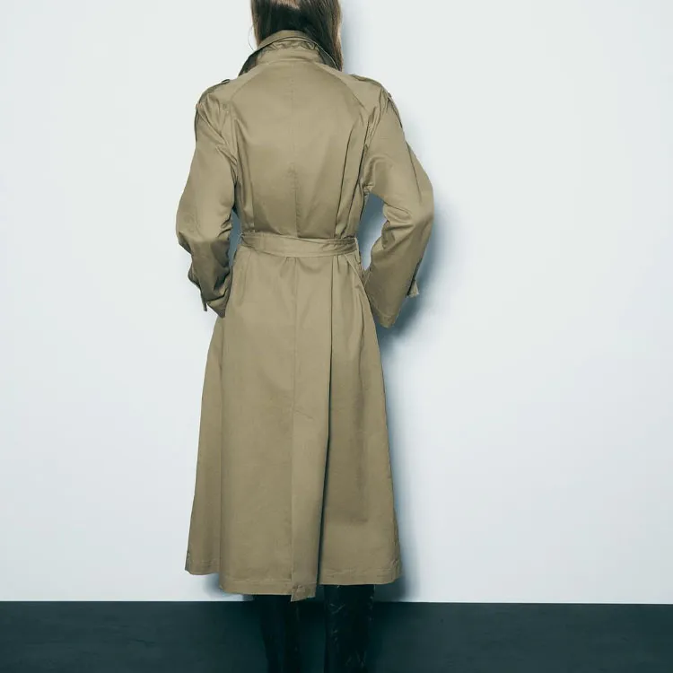 ZARA Trench Coats Women's Khaki-2