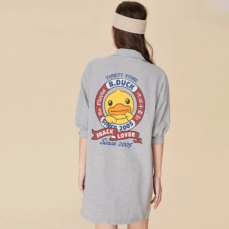 B.Duck Short Sleeved Dresses Women's Light Gray-1