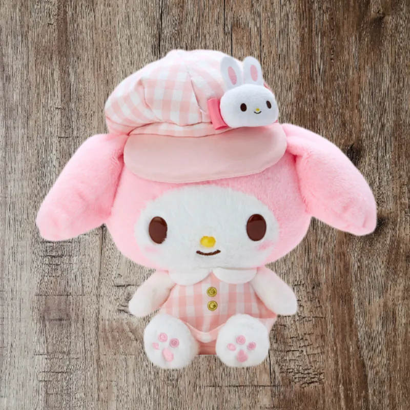 Sanrio My Melody S Size Multicolor Checkered Newsboy Cap Dolls Plush Doll 22cm Height-4
