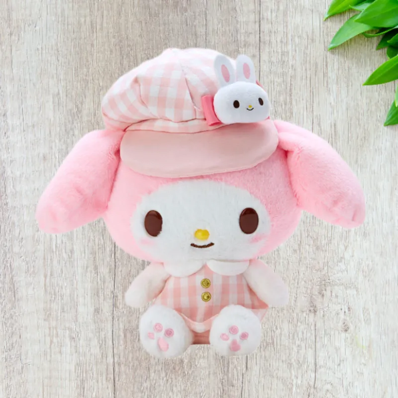 Sanrio My Melody S Size Multicolor Checkered Newsboy Cap Dolls Plush Doll 22cm Height-3