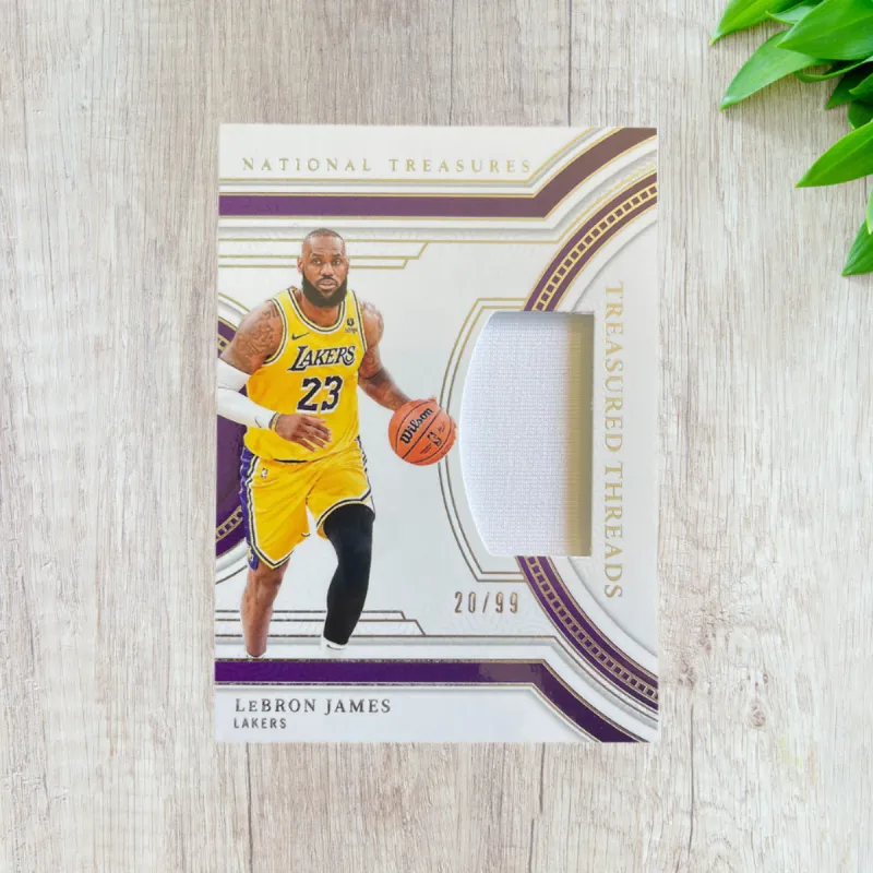PANINI 2023 24 National Treasure, Lakers, LeBron James/99 Edition, Game Worn Jersey, White Material Sports Cards 1 Pc-2
