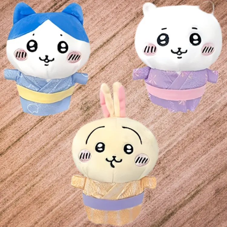 Chiikawa Hachiware Usagi Cute Bathing Gown Poses By The Little Kurokawa Dolls Plush Doll Small Size Tall-3