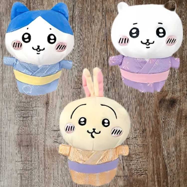 Chiikawa Hachiware Usagi Cute Bathing Gown Poses By The Little Kurokawa Dolls Plush Doll Small Size Tall-2