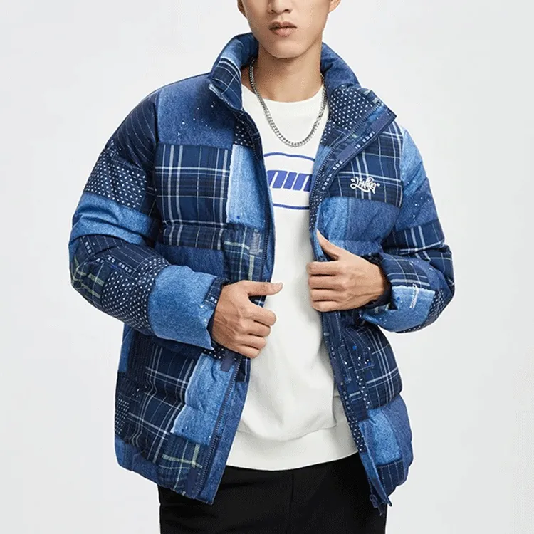 LiNing Skateboard Down Jacket Men's Indigo Denim Combination Color Print-5