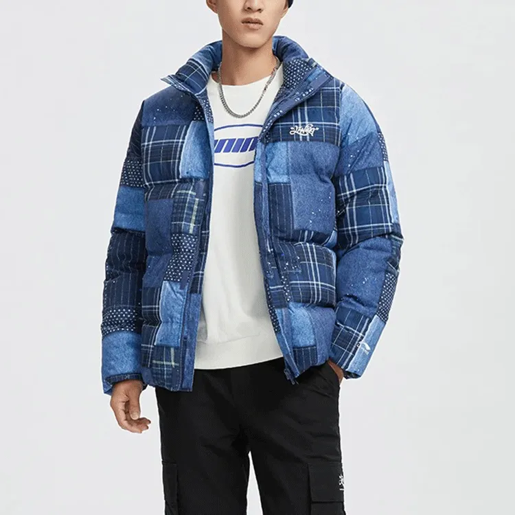 LiNing Skateboard Down Jacket Men's Indigo Denim Combination Color Print-2