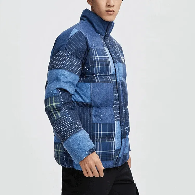 LiNing Skateboard Down Jacket Men's Indigo Denim Combination Color Print-4