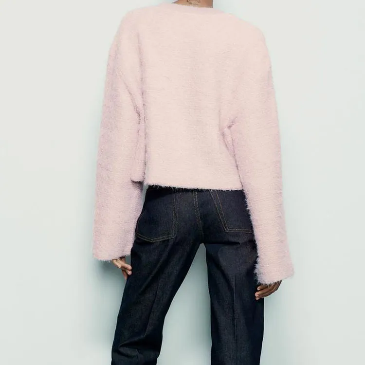 ZARA Crop Tops Women's Light Pink Red-3
