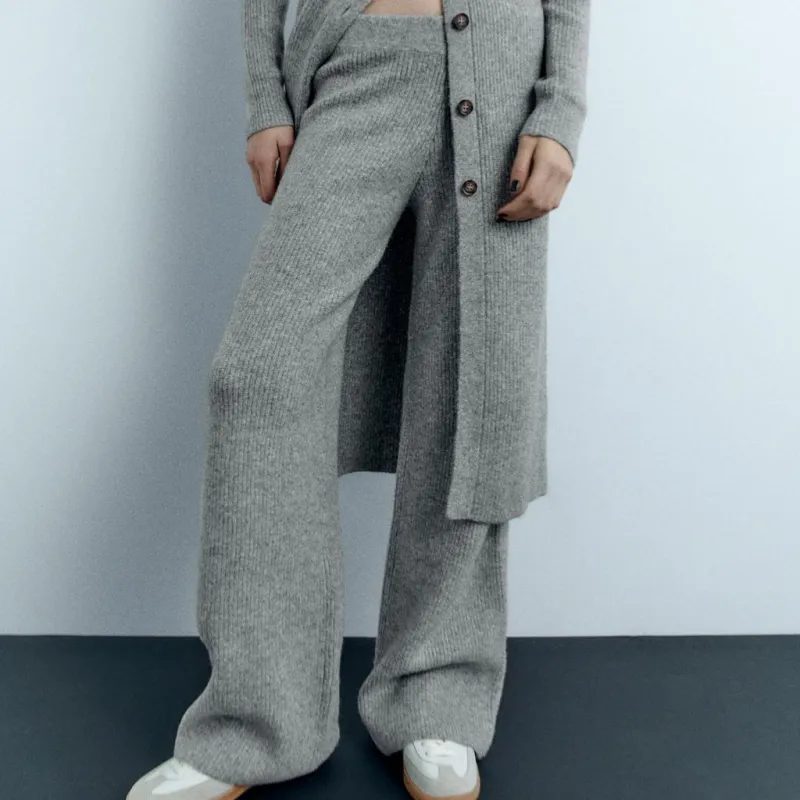 ZARA Knitted Sweatpants Women's Gray-2