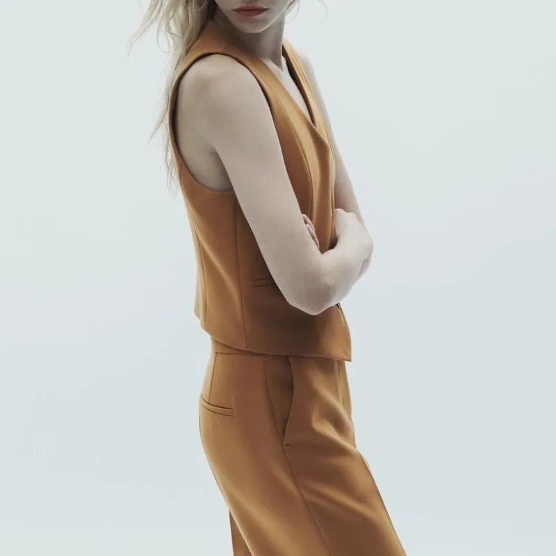 ZARA Tank Tops Women's Tan-4