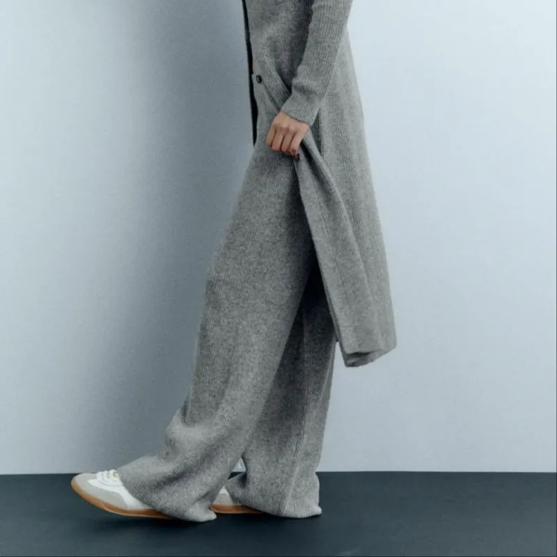 ZARA Knitted Sweatpants Women's Gray-3