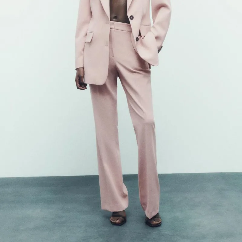 ZARA Casual Pants Women's Light Pink-2