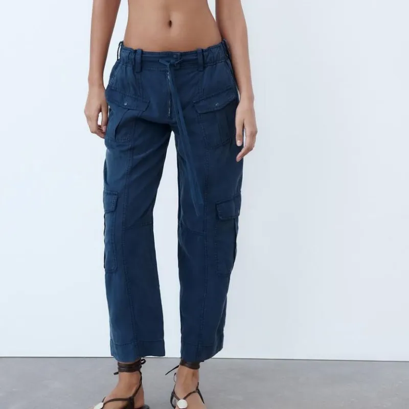 ZARA Cargo Pants Women's Blue-2