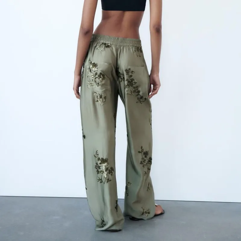 ZARA Casual Pants Women's Sage Green-2
