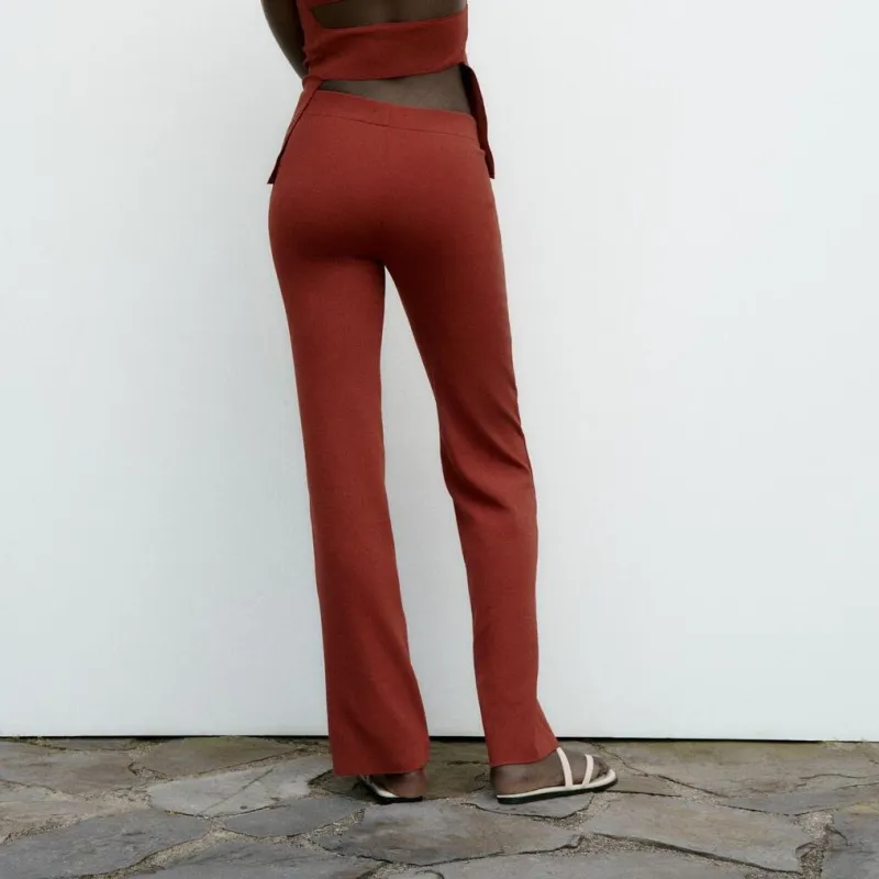 ZARA Casual Pants Women's Brick Red-3