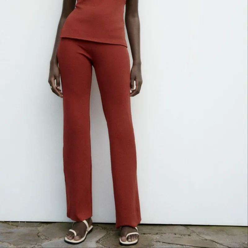 ZARA Casual Pants Women's Brick Red-2