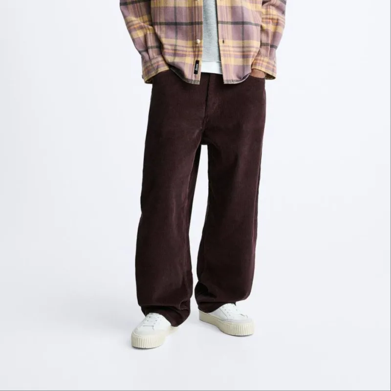 ZARA Casual Pants Men's Burgundy Red-2