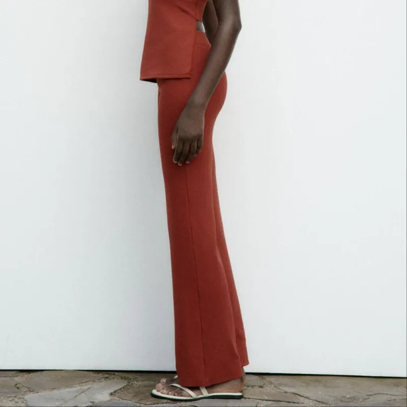 ZARA Casual Pants Women's Brick Red-4