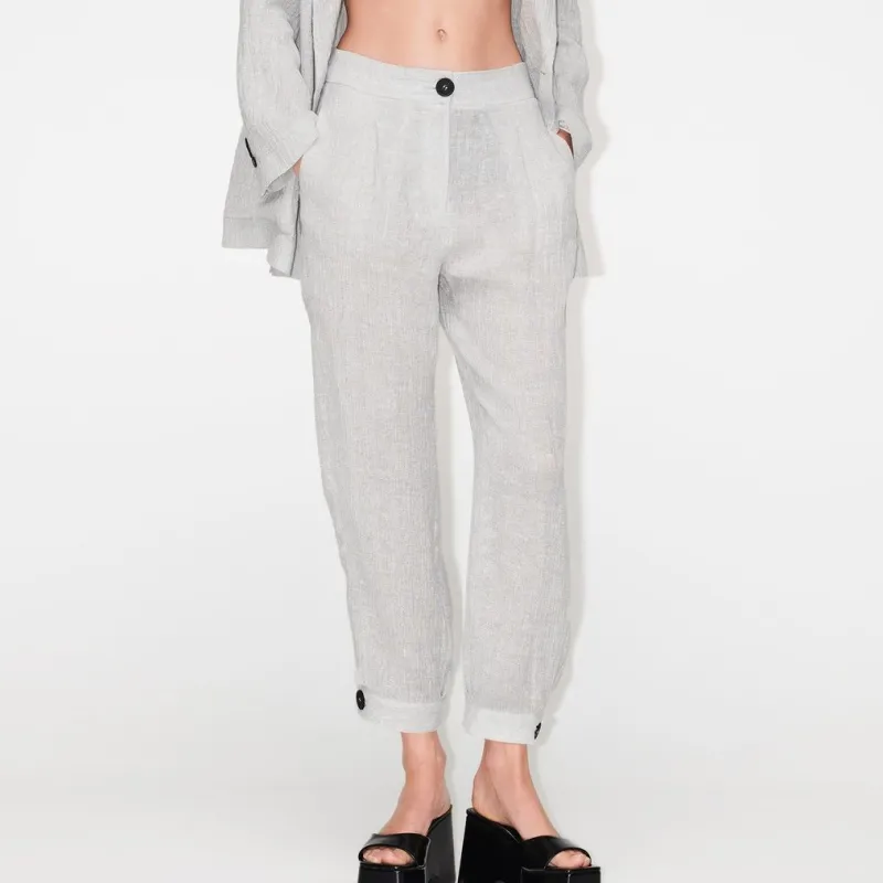 ZARA Casual Pants Women's Zebra Print Gray-2