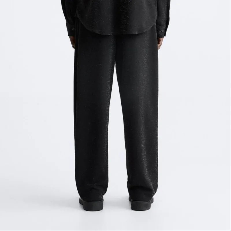 ZARA Casual Pants Men Black-3