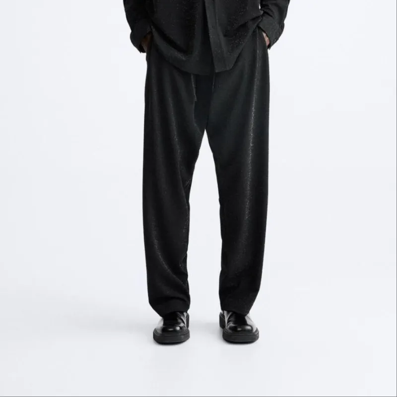 ZARA Casual Pants Men Black-2