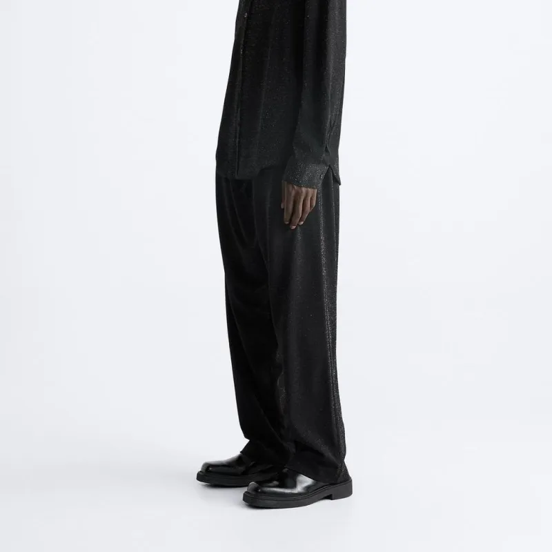 ZARA Casual Pants Men Black-4