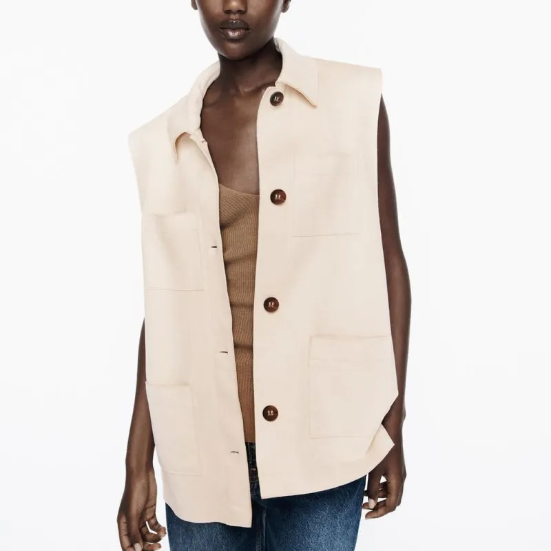 ZARA Tank Tops Women's Sand-2
