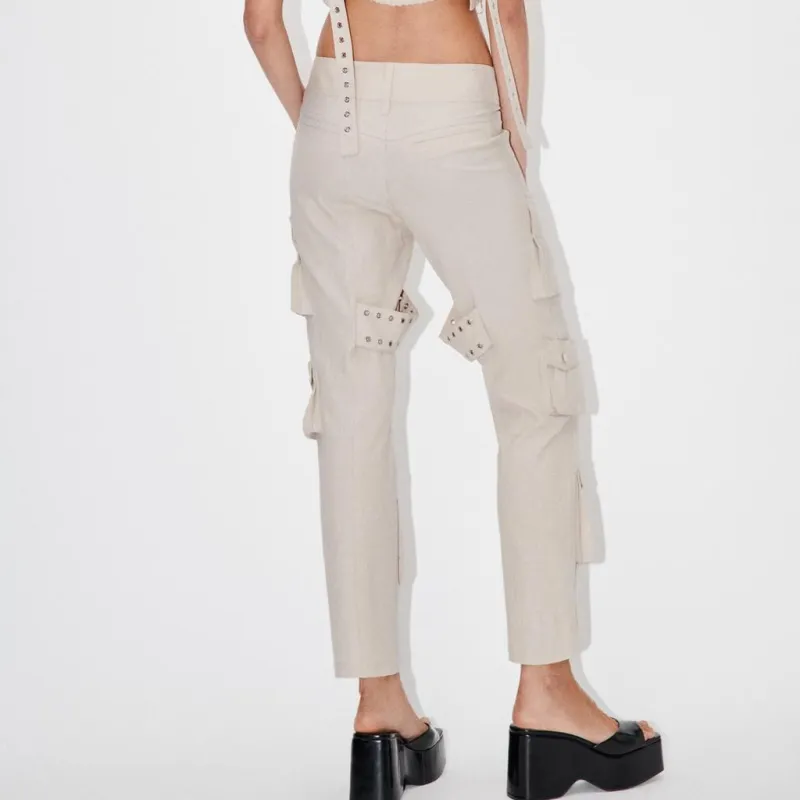 ZARA Cargo Pants Women's Beige-4