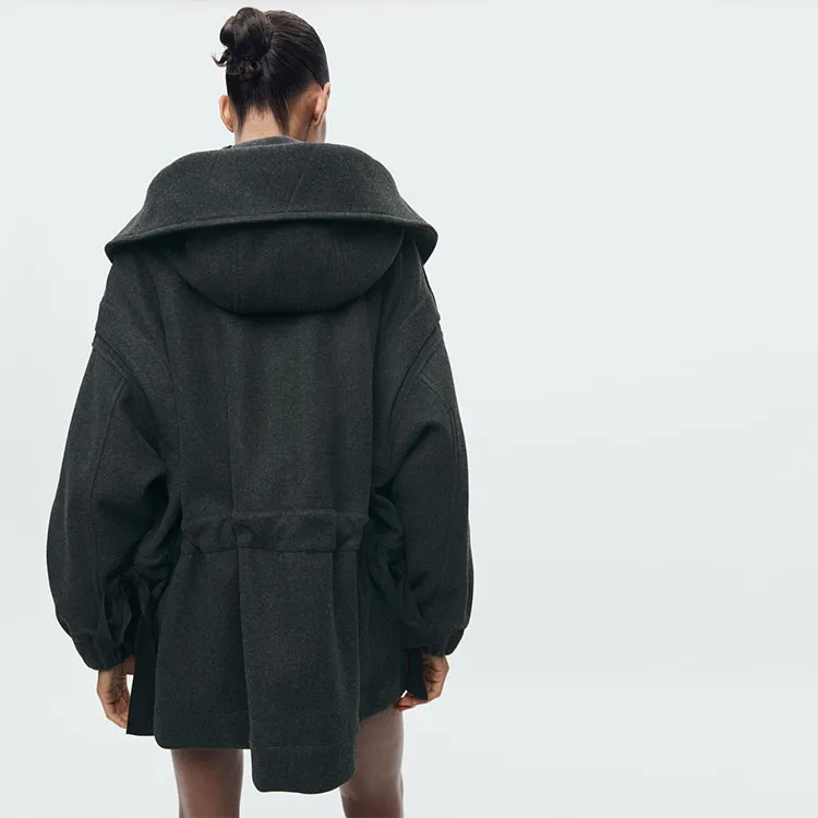 ZARA Parka Coats Women's Black-4