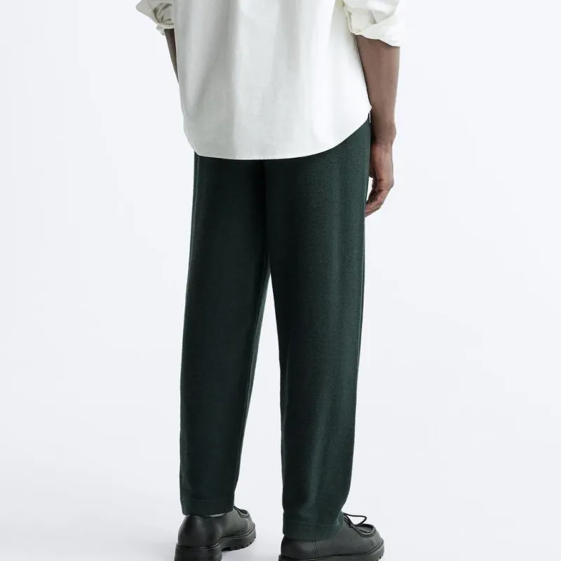 ZARA Knitted Sports Pants Men's Green-3