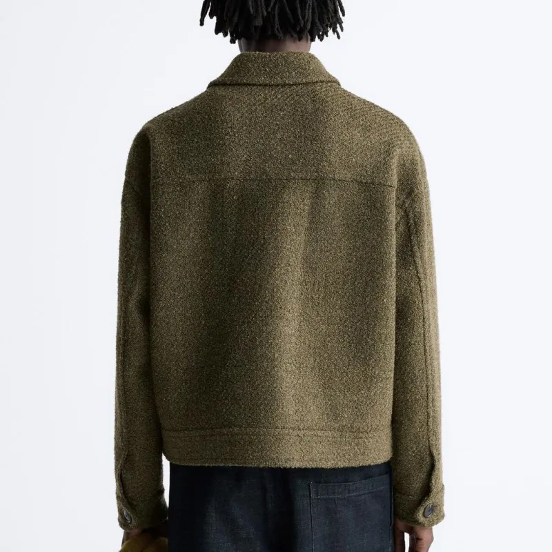 ZARA Jackets Men Olive Green-2