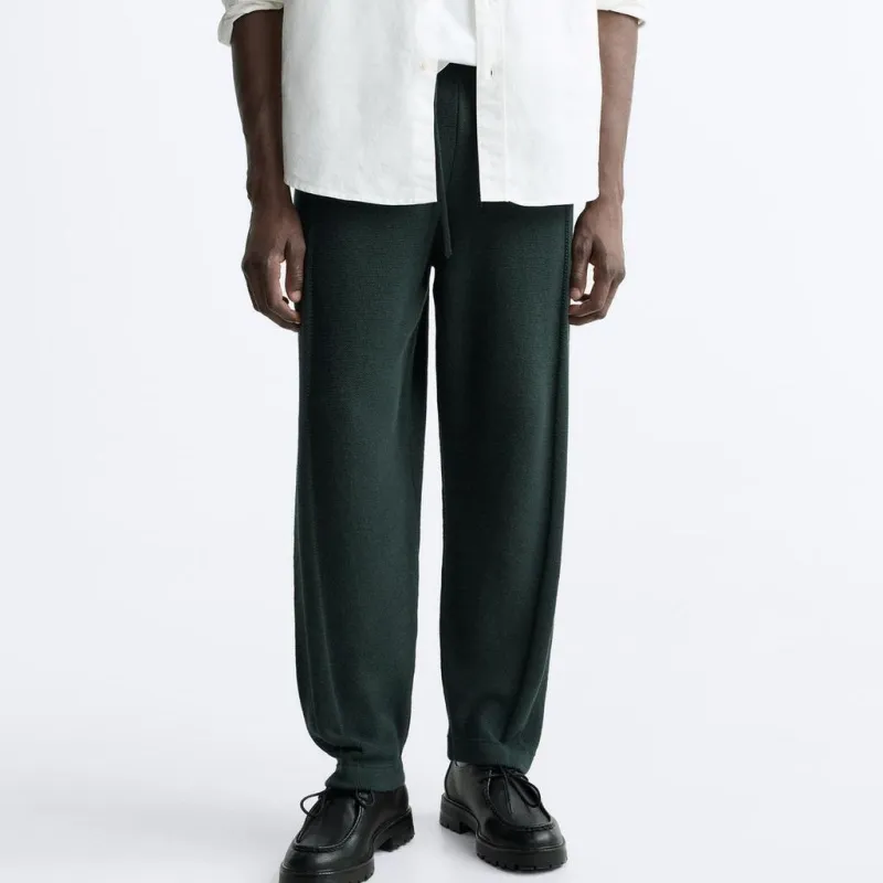 ZARA Knitted Sports Pants Men's Green-2