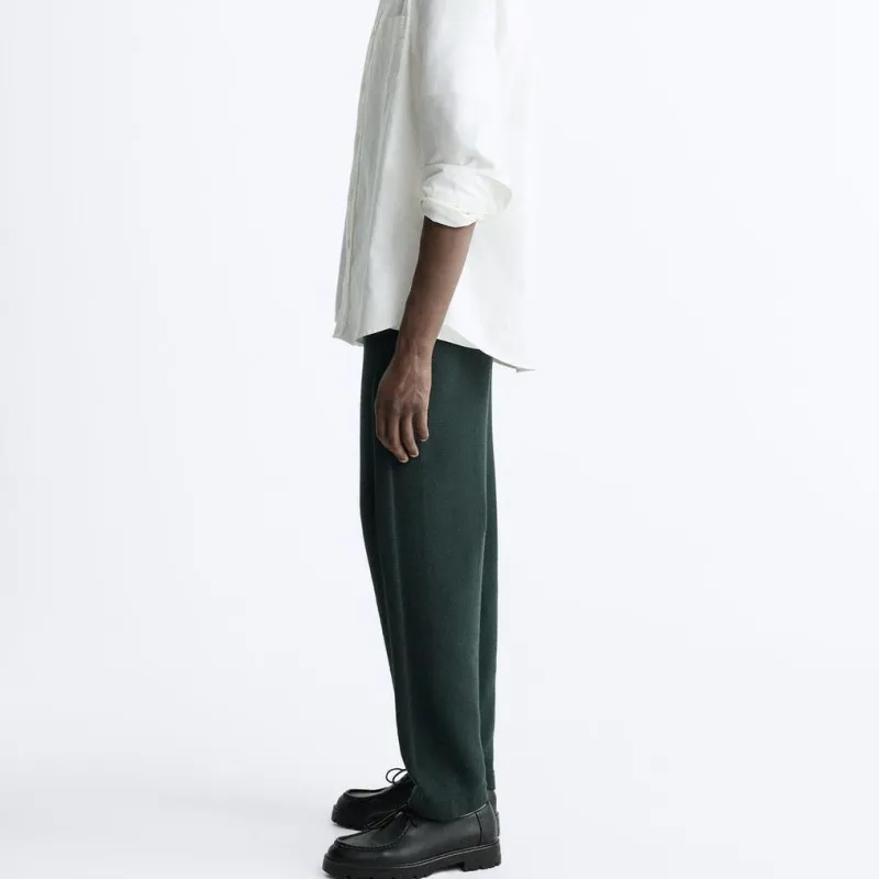 ZARA Knitted Sports Pants Men's Green-4