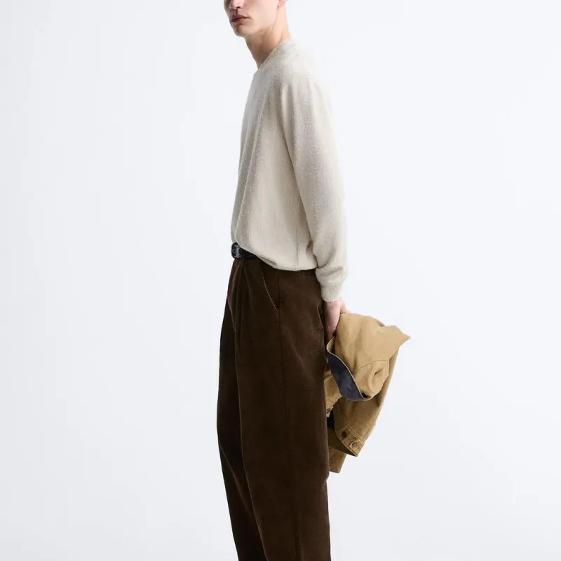 ZARA Sweatshirts Men Beige-4