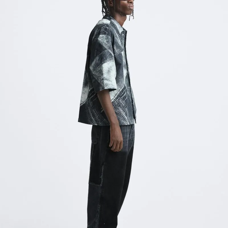 ZARA Denim Jackets Men Print-4