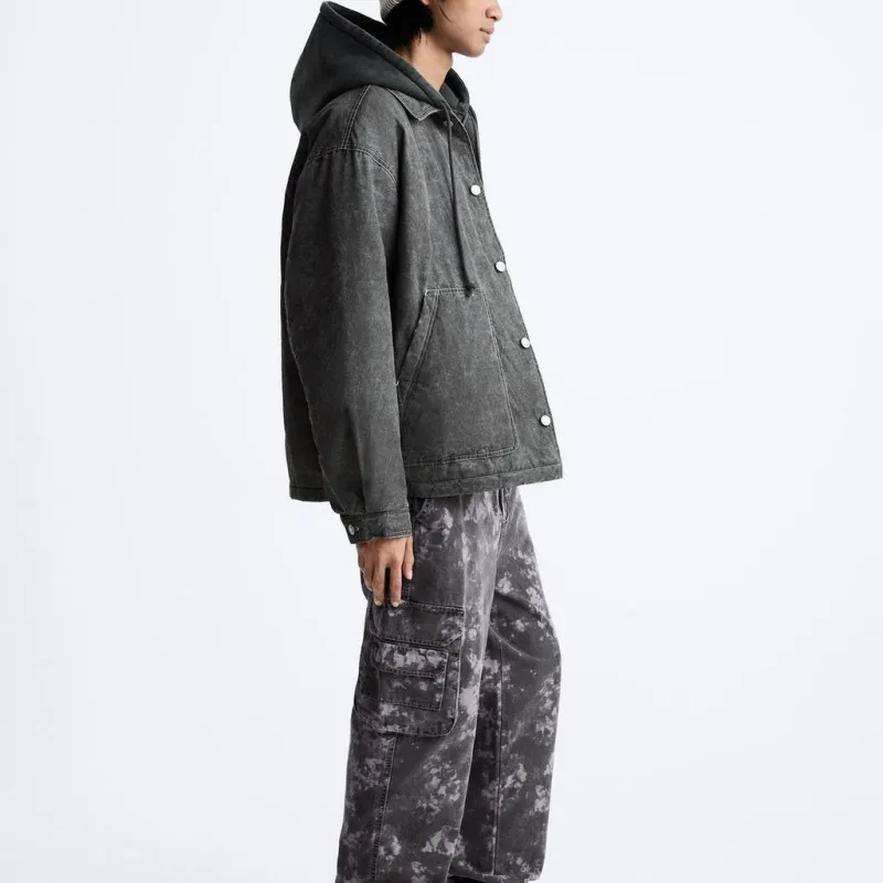 ZARA Jacket Men's Zebra Print Gray-4